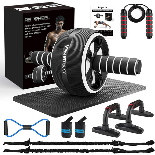 Ab Wheel Roller for Core Workout|Pushup Handles for Floor|Jump Ropes for Fitness|Resistant Band|Kneeling Pad